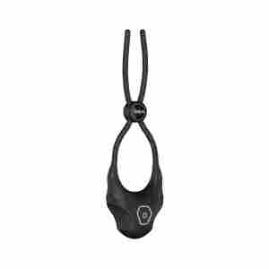 Black silicone dual-prong sex toy with Nexus branding and a separate wireless remote with a power button