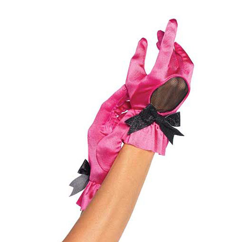 Розови ръкавици с мрежа и панделка