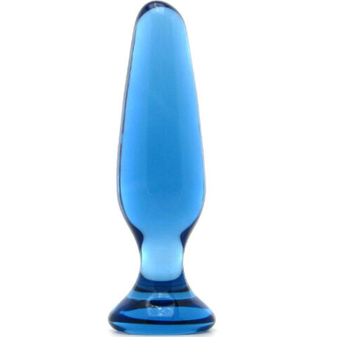 Стъклено дилдо Butt Plug SPIRES BLUE 12 см.