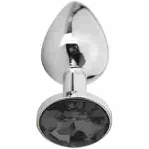 Метално дилдо Butt Plug SILVER CRYSTAL BLACK 9 см. Размер-L