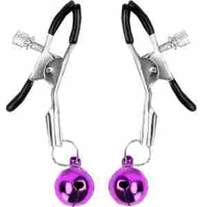 Щипки за зърна с топче PURPLE BEAD Регулируеми