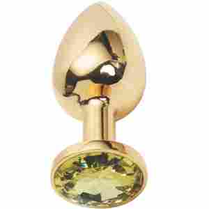 Метално дилдо Butt Plug GOLD CRYSTAL YELLOW 7 см.