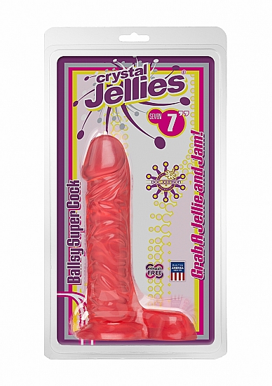 Реалистично дилдо Crystal Jellies - 7 Inch Ballsy Super Cock - Pink