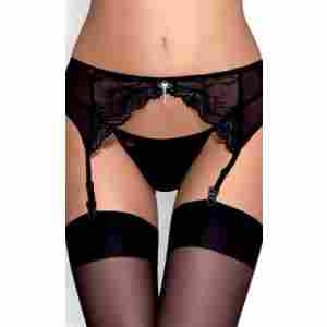 Комплект стринг и жартиери от тюл и дантела