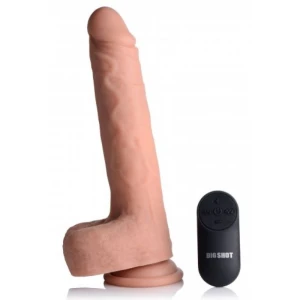 Вибратор Vibrating & Thrusting XL Dildo with Suction Cup and Balls - Beige-24см