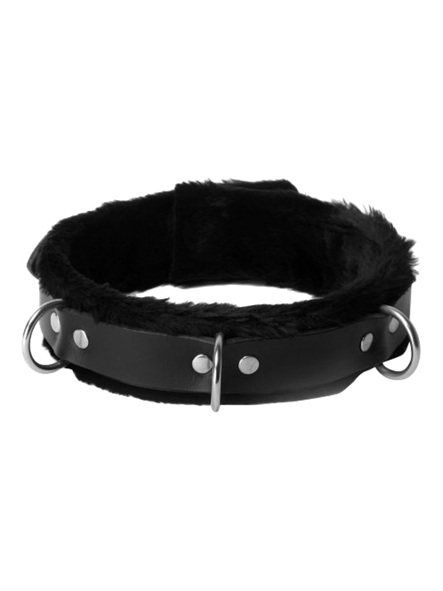 Кожен нашийник Strict Leather Narrow Fur Lined Locking Collar