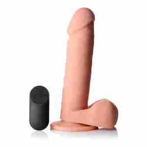 Вибриращо дилдо 8 Inch Vibrating Remote Control Silicone Dildo with Balls - Fles