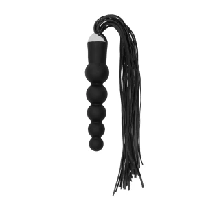 Black Whip with Curved Silicone Dildo - Black