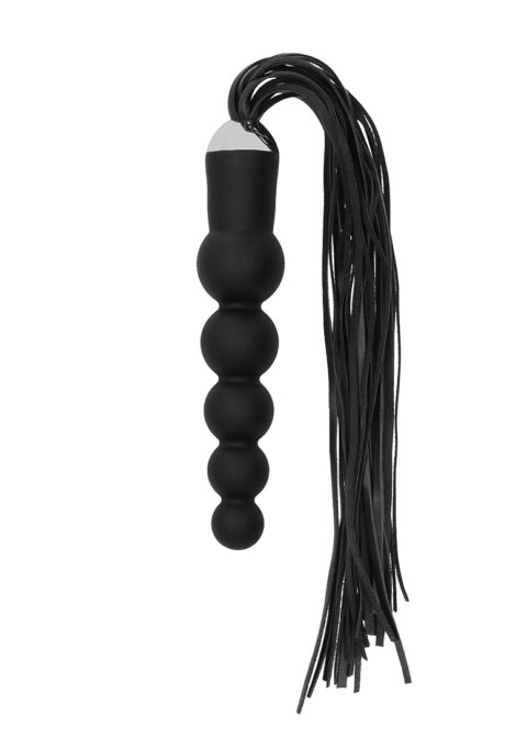 Black Whip with Curved Silicone Dildo - Black