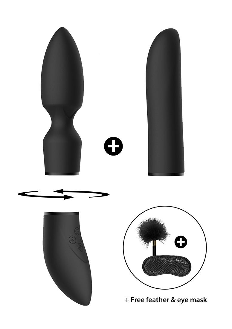 Комплект вибратор с две приставки Pleasure Kit #4 - Black