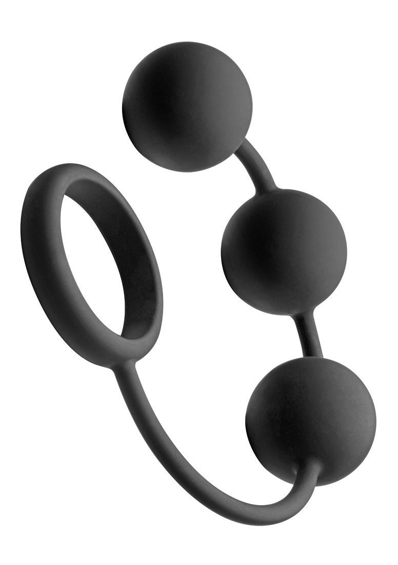 Silicone Cock Ring with 3 Weighted Balls