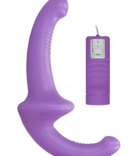 Vibrating Silicone Strapless Strapon - Purple