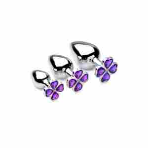 Комплект разширители Violet Flower Gem Anal Plug Set - 3 pieces - Silver