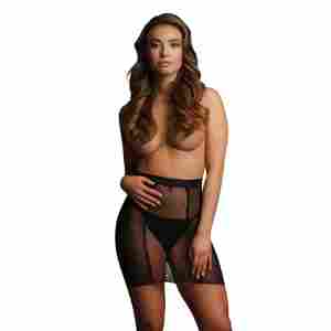 High-Waist Fishnet Skirt