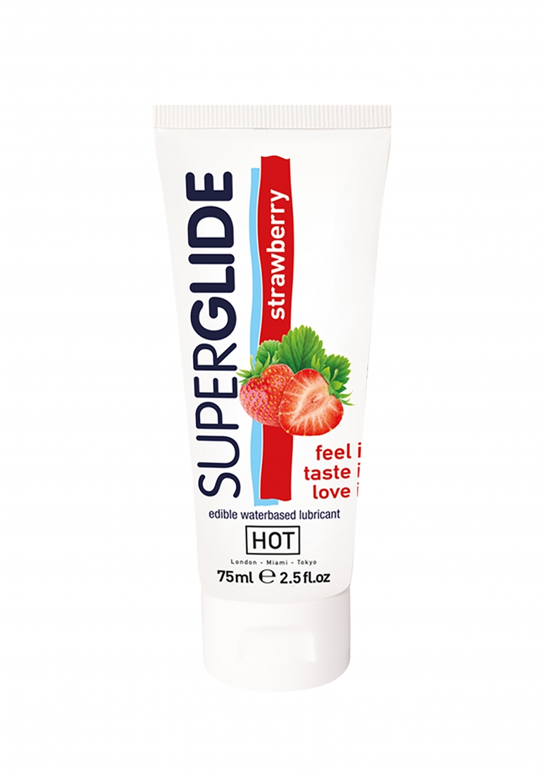 Ядящ се лубрикант HOT Superglide - ягода - 75 ml