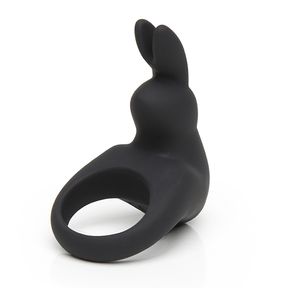 Вибриращ пенис пръстен Happy Rabbit - черен