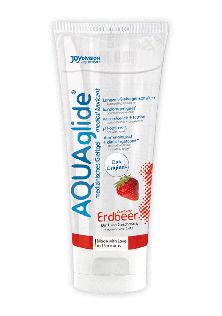 AQUAglide Neutral - Flavored Waterbased Lubricant - Strawberry - 3 fl oz / 100 ml