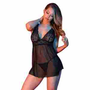 Babydoll with Open Back and G-String Set - M