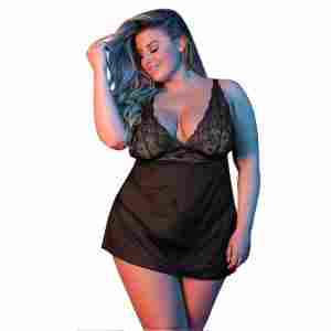 Babydoll with Open Back and G-String Set - XXL