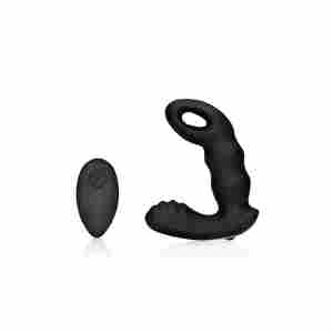 Beaded Vibrating Prostate Massager with Remote Control - Black