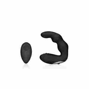 Bent Vibrating Prostate Massager with Remote Control - Black