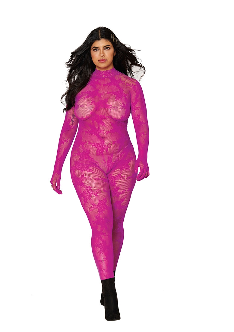 Bodystocking with Finger Gloves Diamond - One Size
