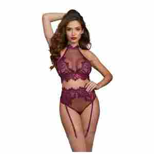 Bralette and Garter Panty - S