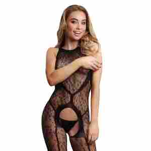 Crotchless Leopard Bodystocking - One Size