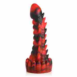 Demon Rising - Scaly Dragon Silicone Dildo - Red/Black