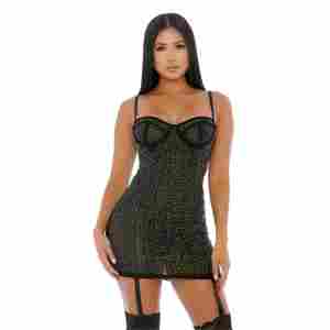 Draped in Diamonds - Rhinestone Nightgown Set - S
