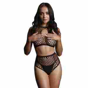 Duo Net Key-Hole Bra Set - One Size