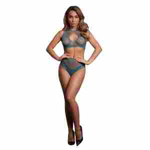 Duo Net Key-Hole Bra Set - One Size