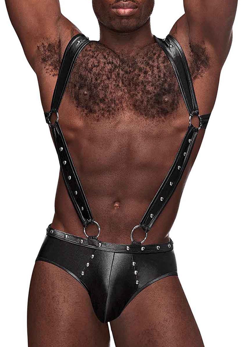 Fetish Uranus - Harness Style Open Back Jock Briefs with Suspender Straps - S/M