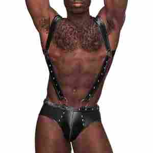 Fetish Uranus - Harness Style Open Back Jock Briefs with Suspender Straps - S/M