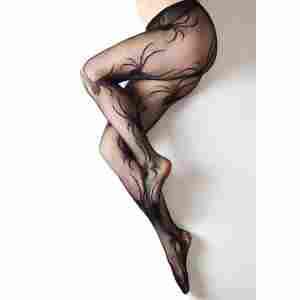 Fishnet Tights - Spiders - A - Black