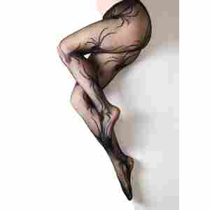 Fishnet Tights - Spiders - A - Black