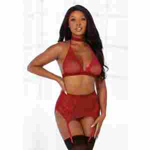 Fishnet and Lace 4 Piece Set - One Size