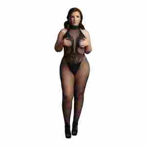 Fishnet and Lace Bodystocking - Plus Size