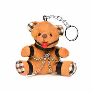 Gagged Teddy Bear Keychain - Brown