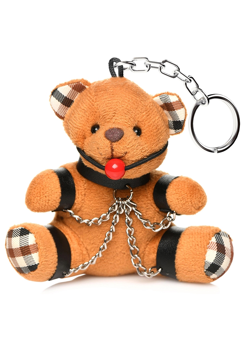 Gagged Teddy Bear Keychain - Brown