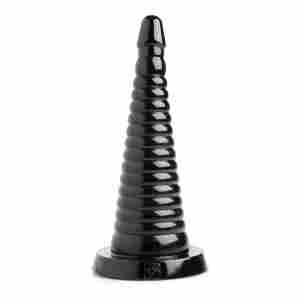 Giant Ribbed Anal Cone - Black
