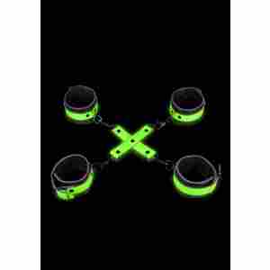 Hand and Ankle Cuffs with Hogtie - Glow in the Dark