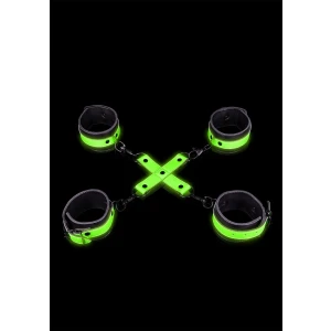 Hand and Ankle Cuffs with Hogtie - Glow in the Dark
