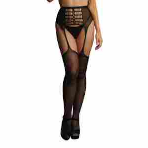 High-Waist Garterbelt Stockings - One Size