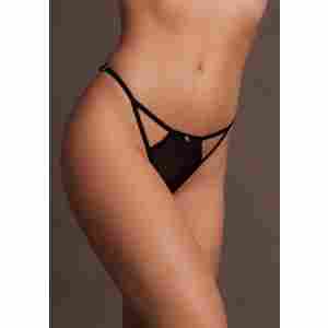 Julie - Elastic Mesh Thong with Open Crotch