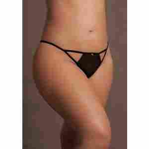 Julie - Elastic Mesh Thong with Open Crotch