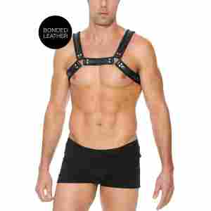 Leather Bulldog Harness with Buckles - L/XL