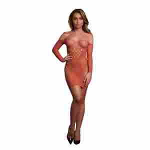 Long-Sleeved Net Mini Dress - One Size
