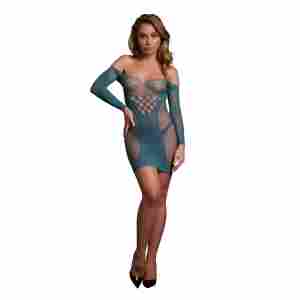 Long-Sleeved Net Mini Dress - One Size