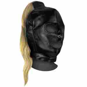 Mask with Blonde Ponytail - Black